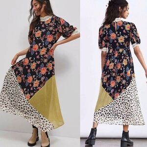 ANTHROPOLOGIE VERB by Pallavi Singhee patchwork maxi dress S